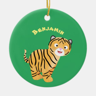 Cute happy tijgerkub cartoon keramisch ornament