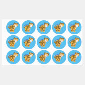 Cute happy tijgerkub cartoon labels (Vel)