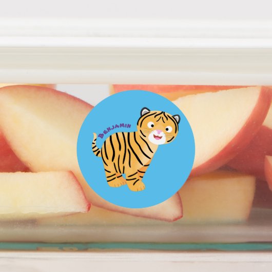 Cute happy tijgerkub cartoon labels (Aangebracht)