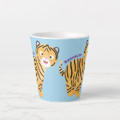 Cute happy tijgerkub cartoon latte mok (Voorkant)
