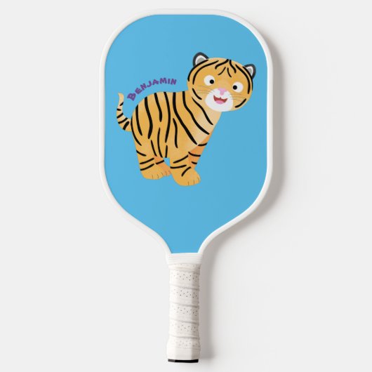 Cute happy tijgerkub cartoon pickleball paddle (Achterkant)