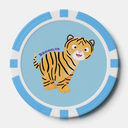 Cute happy tijgerkub cartoon poker chips (Voorkant)