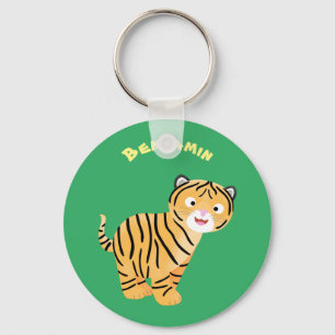 Cute happy tijgerkub cartoon sleutelhanger