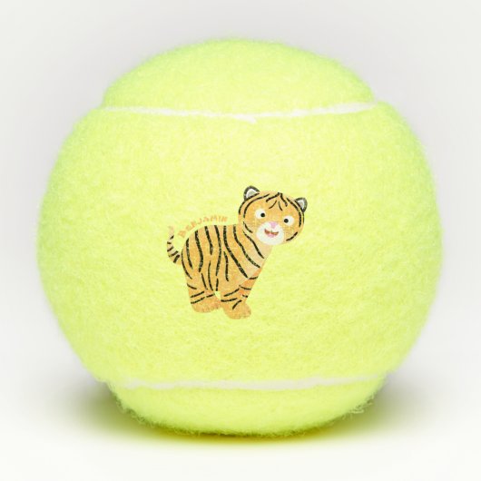 Cute happy tijgerkub cartoon tennisballen (Voorkant)