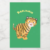 Cute happy tijgerkub cartoon voedselcontainer etiket (Enkel label)