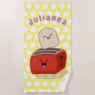 Cute Happy toast toaster yellow cartoon Strandlaken