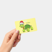 Cute happy tortoise in Santa hat Badge (Handheld)