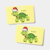 Cute happy tortoise in Santa hat Badge (Voor- en achterkant)