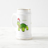 Cute happy tortoise in Santa hat Bierpul (Voorkant links)