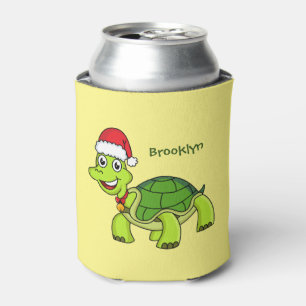 Cute happy tortoise in Santa hat Blikjeskoeler