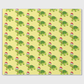 Cute happy tortoise in Santa hat Cadeaupapier (Vlak)