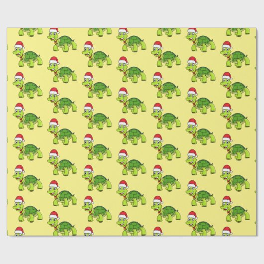 Cute happy tortoise in Santa hat Cadeaupapier (Vlak)