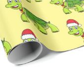 Cute happy tortoise in Santa hat Cadeaupapier (Rol Hoek)