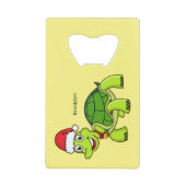 Cute happy tortoise in Santa hat Creditkaart Flessenopener (Voorkant)