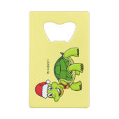 Cute happy tortoise in Santa hat Creditkaart Flessenopener (Achterkant)