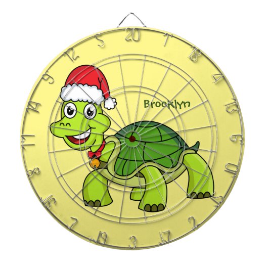 Cute happy tortoise in Santa hat Dartbord (Voorkant)