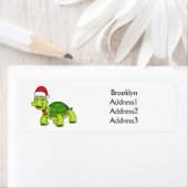 Cute happy tortoise in Santa hat Etiket (Insitu)