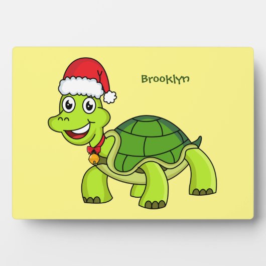 Cute happy tortoise in Santa hat Fotoplaat (voorkant)