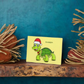 Cute happy tortoise in Santa hat Fotoplaat (Zijkant)