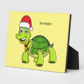Cute happy tortoise in Santa hat Fotoplaat (Zijkant)