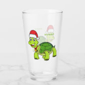 Cute happy tortoise in Santa hat Glas (Achterkant)