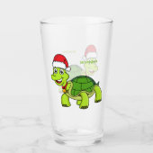 Cute happy tortoise in Santa hat Glas (Voorkant)