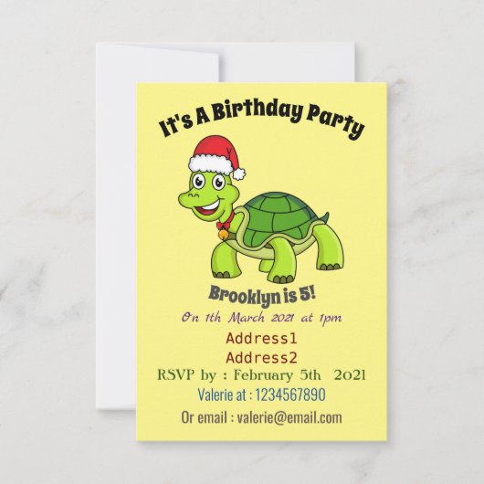 Cute happy tortoise in Santa hat Kaart (Voorkant)