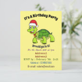 Cute happy tortoise in Santa hat Kaart (Staand voorkant)