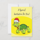 Cute happy tortoise in Santa hat Kaart (Achterkant)