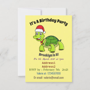Cute happy tortoise in Santa hat Kaart