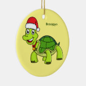 Cute happy tortoise in Santa hat Keramisch Ornament (Rechts)