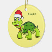 Cute happy tortoise in Santa hat Keramisch Ornament (Links)