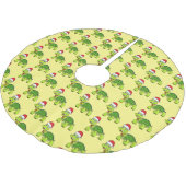 Cute happy tortoise in Santa hat Kerstboom Rok (Gekanteld)