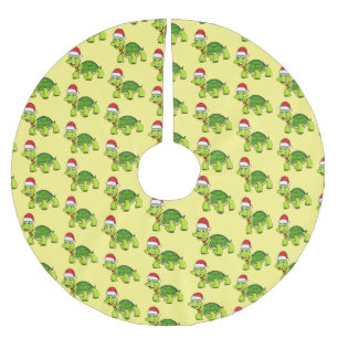 Cute happy tortoise in Santa hat Kerstboom Rok