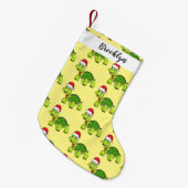 Cute happy tortoise in Santa hat Kleine Kerstsok (Voorkant (Hangend))