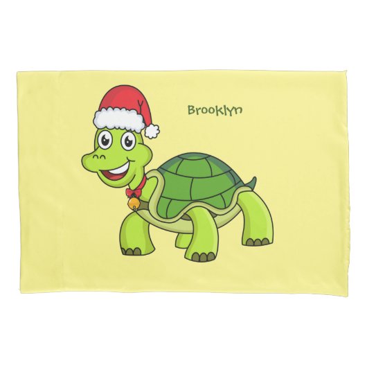 Cute happy tortoise in Santa hat Kussensloop (Voorkant)
