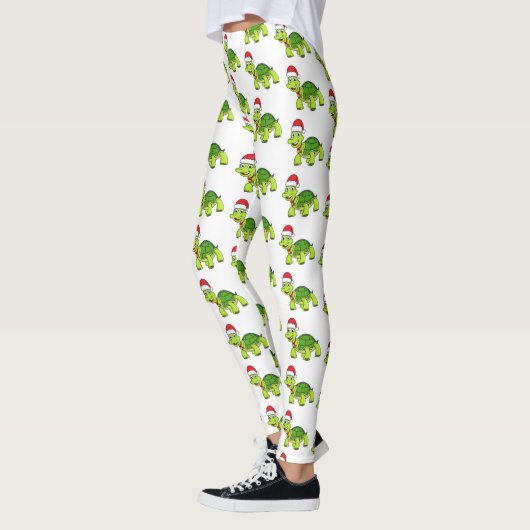 Cute happy tortoise in Santa hat Leggings (Links)