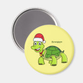 Cute happy tortoise in Santa hat Magneet (Voorkant / Achterkant)