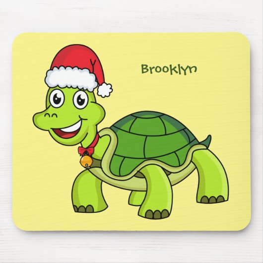 Cute happy tortoise in Santa hat Muismat (Voorkant)