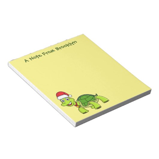 Cute happy tortoise in Santa hat Notitieblok (Schuin)