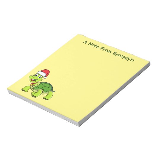 Cute happy tortoise in Santa hat Notitieblok (Linkerzijde)