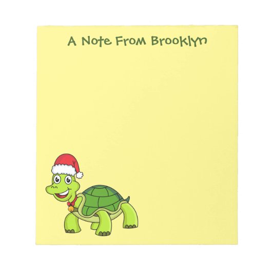Cute happy tortoise in Santa hat Notitieblok (Voorkant)