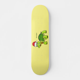 Cute happy tortoise in Santa hat Persoonlijk Skateboard