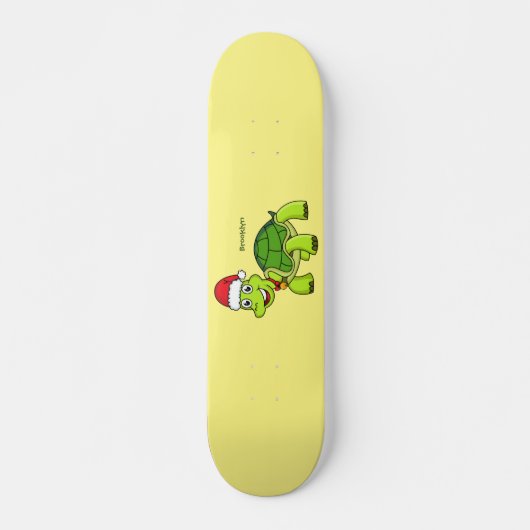 Cute happy tortoise in Santa hat Persoonlijk Skateboard (Voorkant)