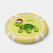 Cute happy tortoise in Santa hat Poker Chips (Enkel)