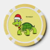 Cute happy tortoise in Santa hat Poker Chips (Achterkant)