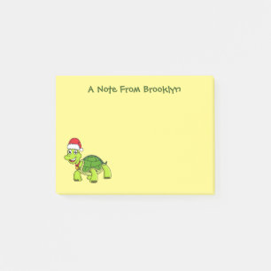 Cute happy tortoise in Santa hat Post-it® Notes