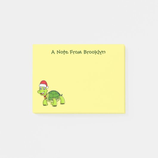 Cute happy tortoise in Santa hat Post-it® Notes (Voorkant)