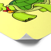 Cute happy tortoise in Santa hat Poster (Hoek)