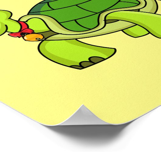 Cute happy tortoise in Santa hat Poster (Hoek)